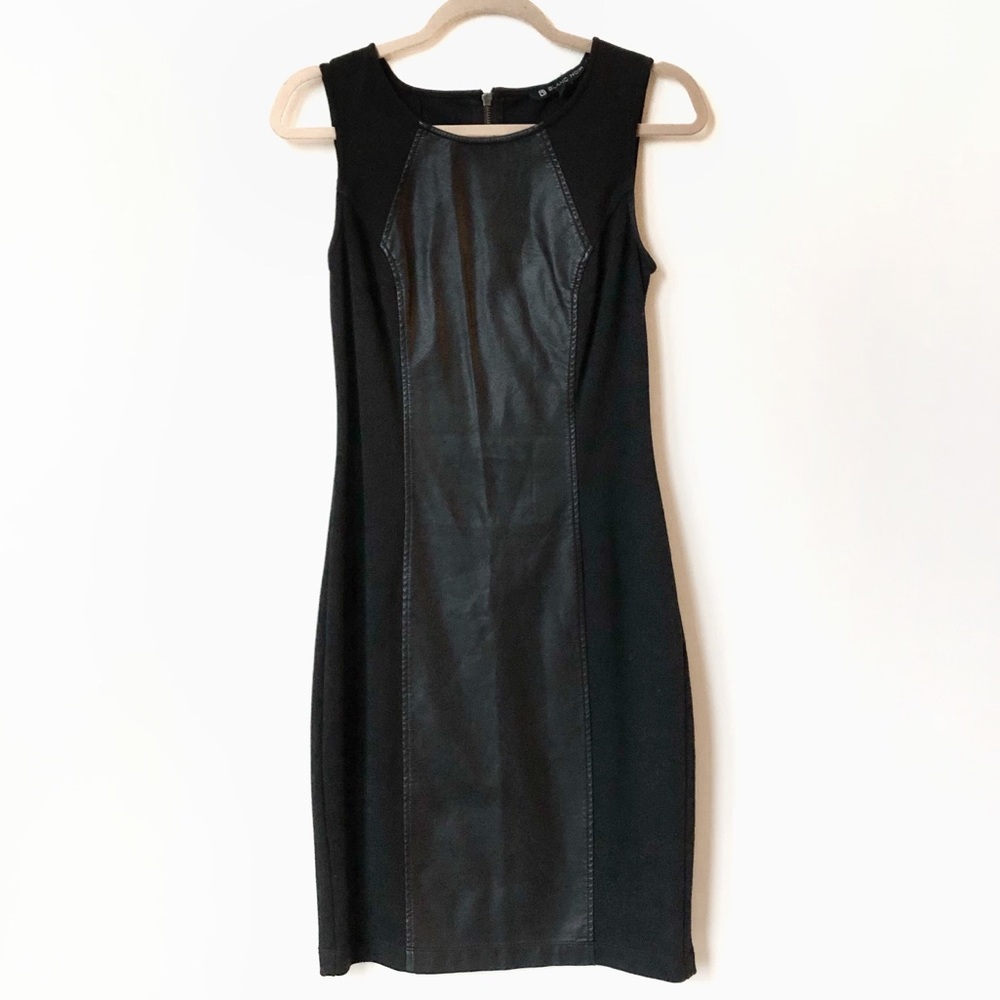 Blanc Noir Faux Leather Panel Dress